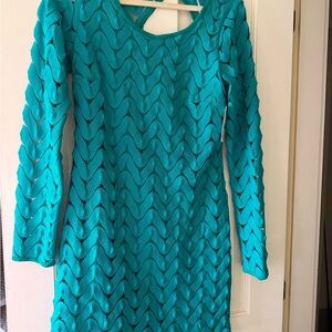 Free People Teal Wave Mini Dress